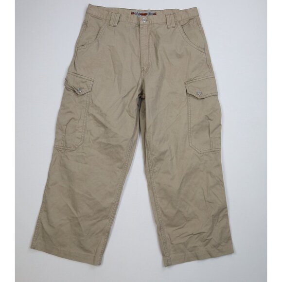 Vtg 90s Y2K Streetwear Mens 36x28 Faded Baggy Big Pocket Wide Leg Cargo Pants